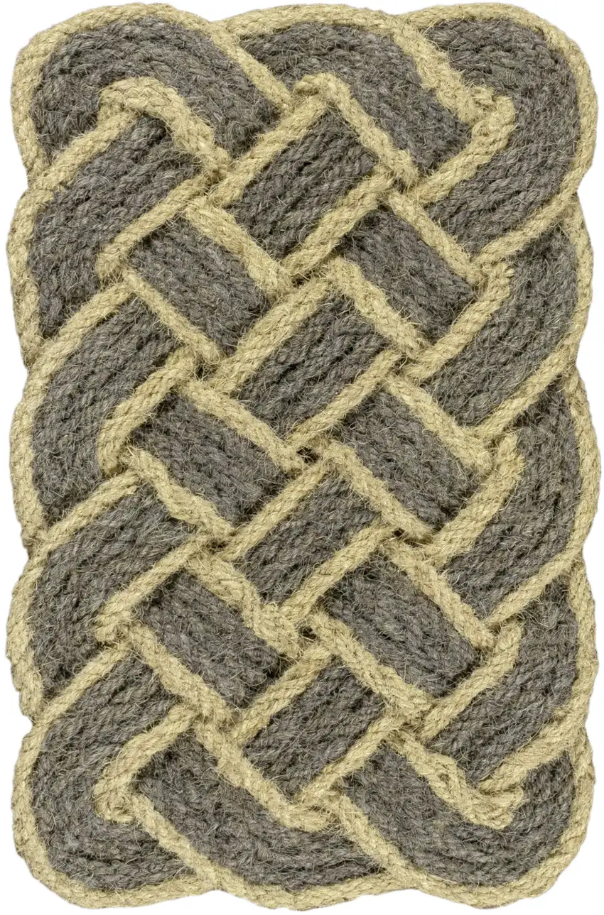 Gray And Light Yellow Geometric Handmade Indoor Outdoor Area Rug Photo 1