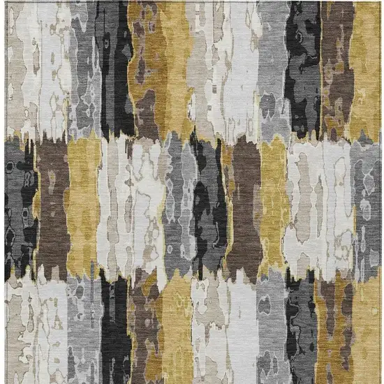 Gray And Linen Abstract Washable Indoor Outdoor Area Rug Photo 4