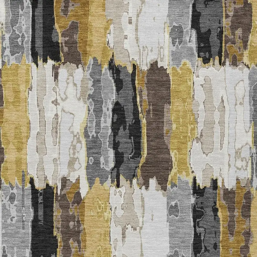 Gray And Linen Abstract Washable Indoor Outdoor Area Rug Photo 3