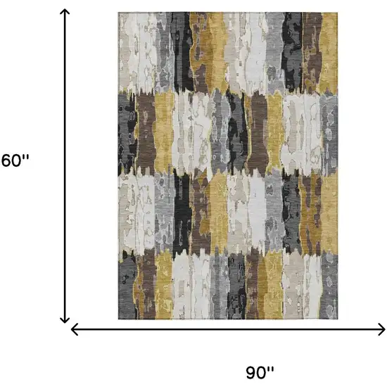 Gray And Linen Abstract Washable Indoor Outdoor Area Rug Photo 7