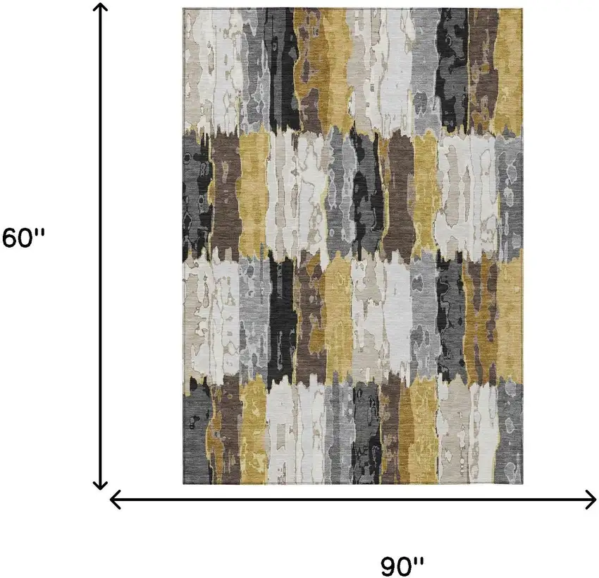 Gray And Linen Abstract Washable Indoor Outdoor Area Rug Photo 7