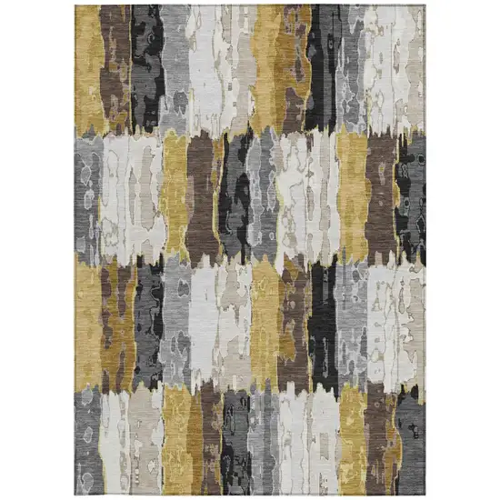 Gray And Linen Abstract Washable Indoor Outdoor Area Rug Photo 3