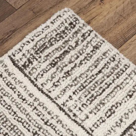 Gray And Natural Wool Checkered Hand Tufted Area Rug Photo 5