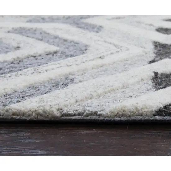Gray And Natural Wool Geometric Hand Tufted Area Rug Photo 1