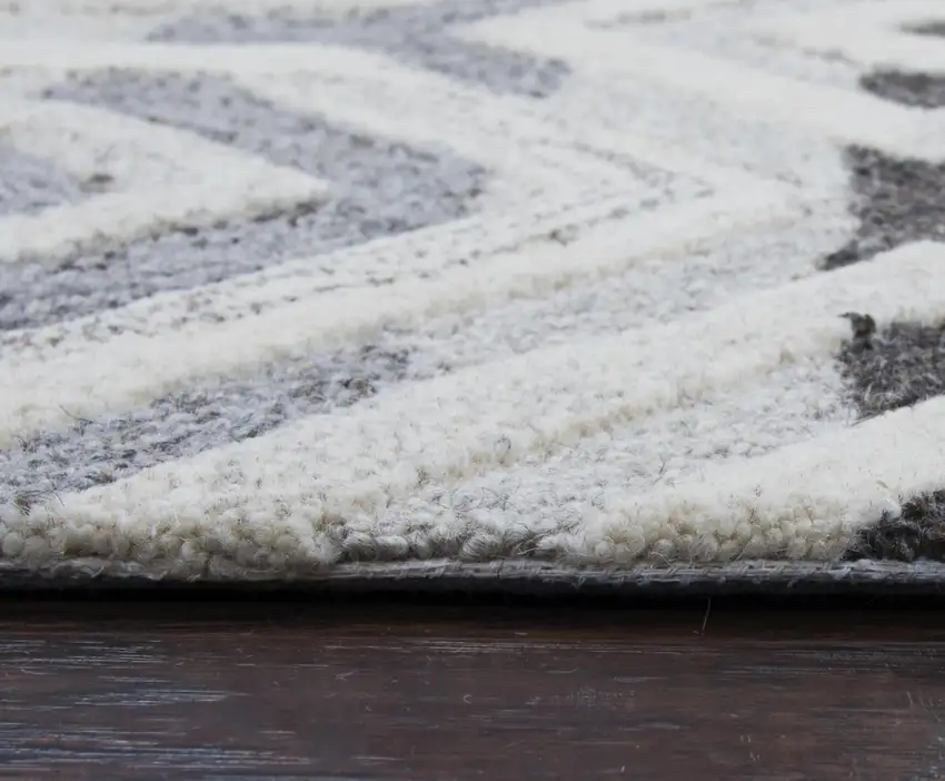 Gray And Natural Wool Geometric Hand Tufted Area Rug Photo 1