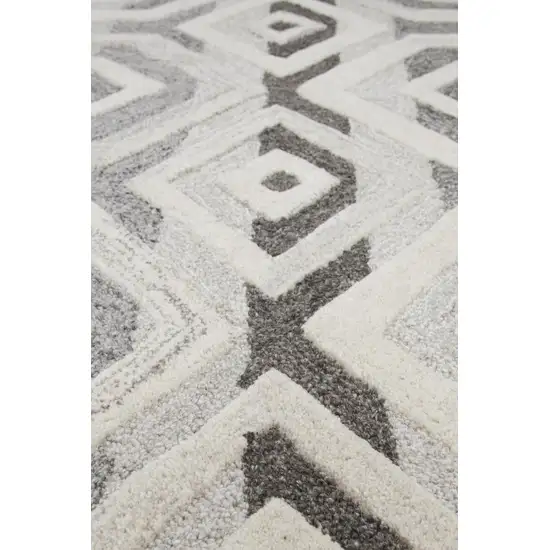 Gray And Natural Wool Geometric Hand Tufted Area Rug Photo 4