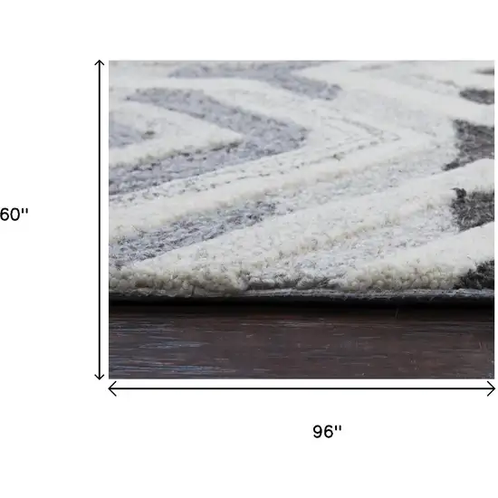 Gray And Natural Wool Geometric Hand Tufted Area Rug Photo 6