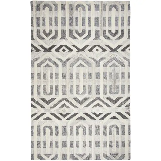 Gray And Natural Wool Geometric Hand Tufted Area Rug Photo 2
