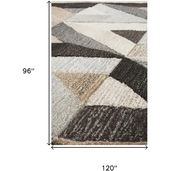 Gray And Natural Wool Geometric Hand Tufted Area Rug Photo 6