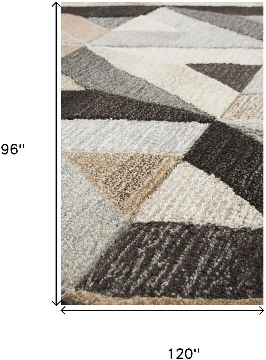 Gray And Natural Wool Geometric Hand Tufted Area Rug Photo 6