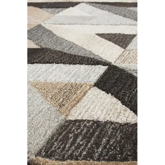 Gray And Natural Wool Geometric Hand Tufted Area Rug Photo 1