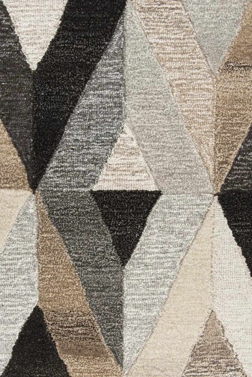 Gray And Natural Wool Geometric Hand Tufted Area Rug Photo 4