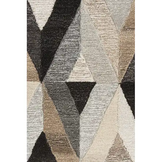 Gray And Natural Wool Geometric Hand Tufted Area Rug Photo 4