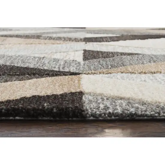 Gray And Natural Wool Geometric Hand Tufted Area Rug Photo 5