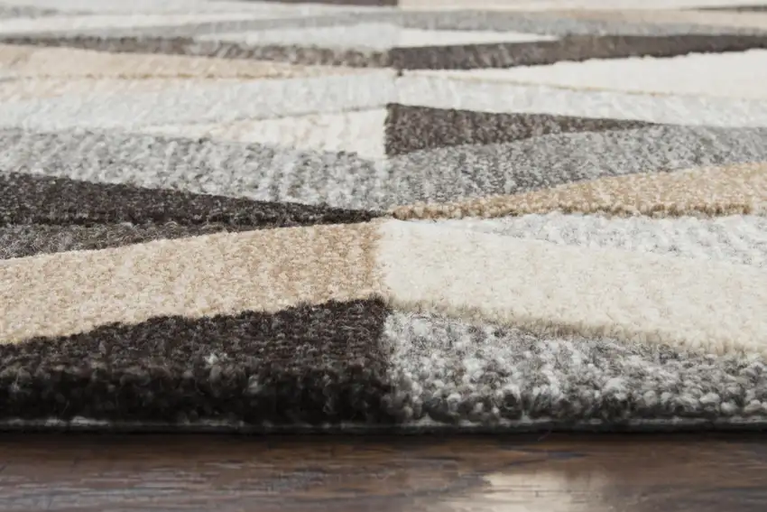 Gray And Natural Wool Geometric Hand Tufted Area Rug Photo 5