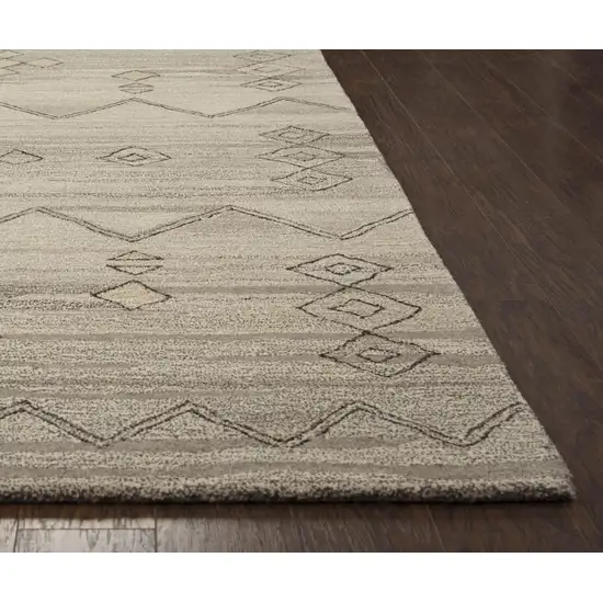 Gray And Natural Wool Tribal Hand Tufted Area Rug Photo 3