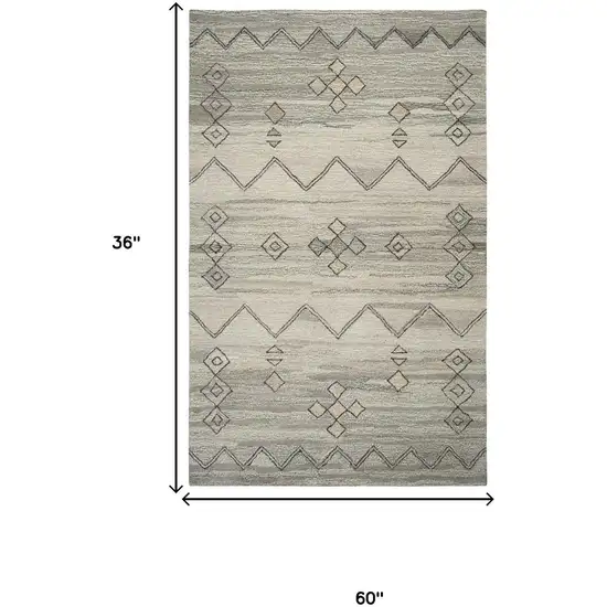Gray And Natural Wool Tribal Hand Tufted Area Rug Photo 5
