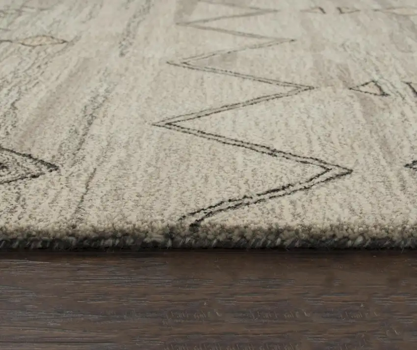 Gray And Natural Wool Tribal Hand Tufted Area Rug Photo 2
