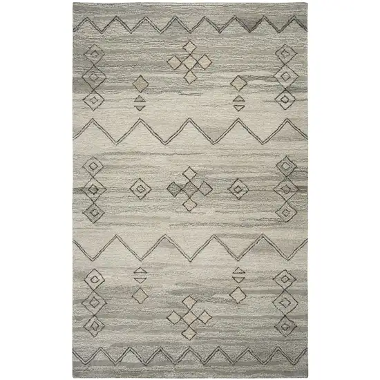 Gray And Natural Wool Tribal Hand Tufted Area Rug Photo 1