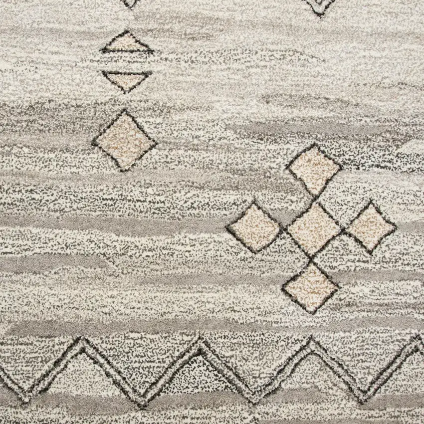 Gray And Natural Wool Tribal Hand Tufted Area Rug Photo 4