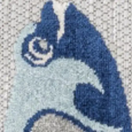 Gray And Navy Blue Animal Print Indoor Outdoor Area Rug Photo 4