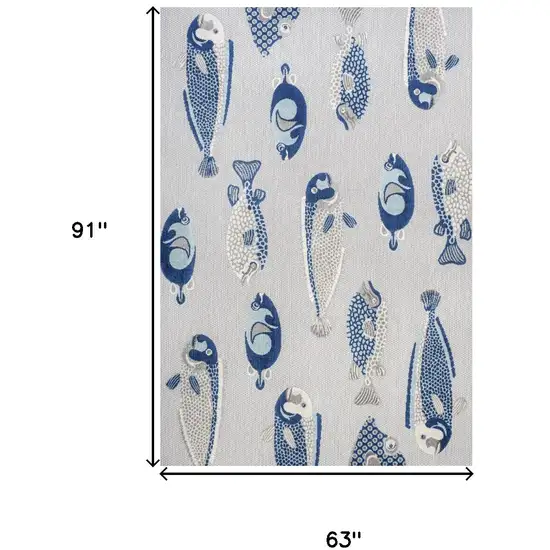 Gray And Navy Blue Animal Print Indoor Outdoor Area Rug Photo 3