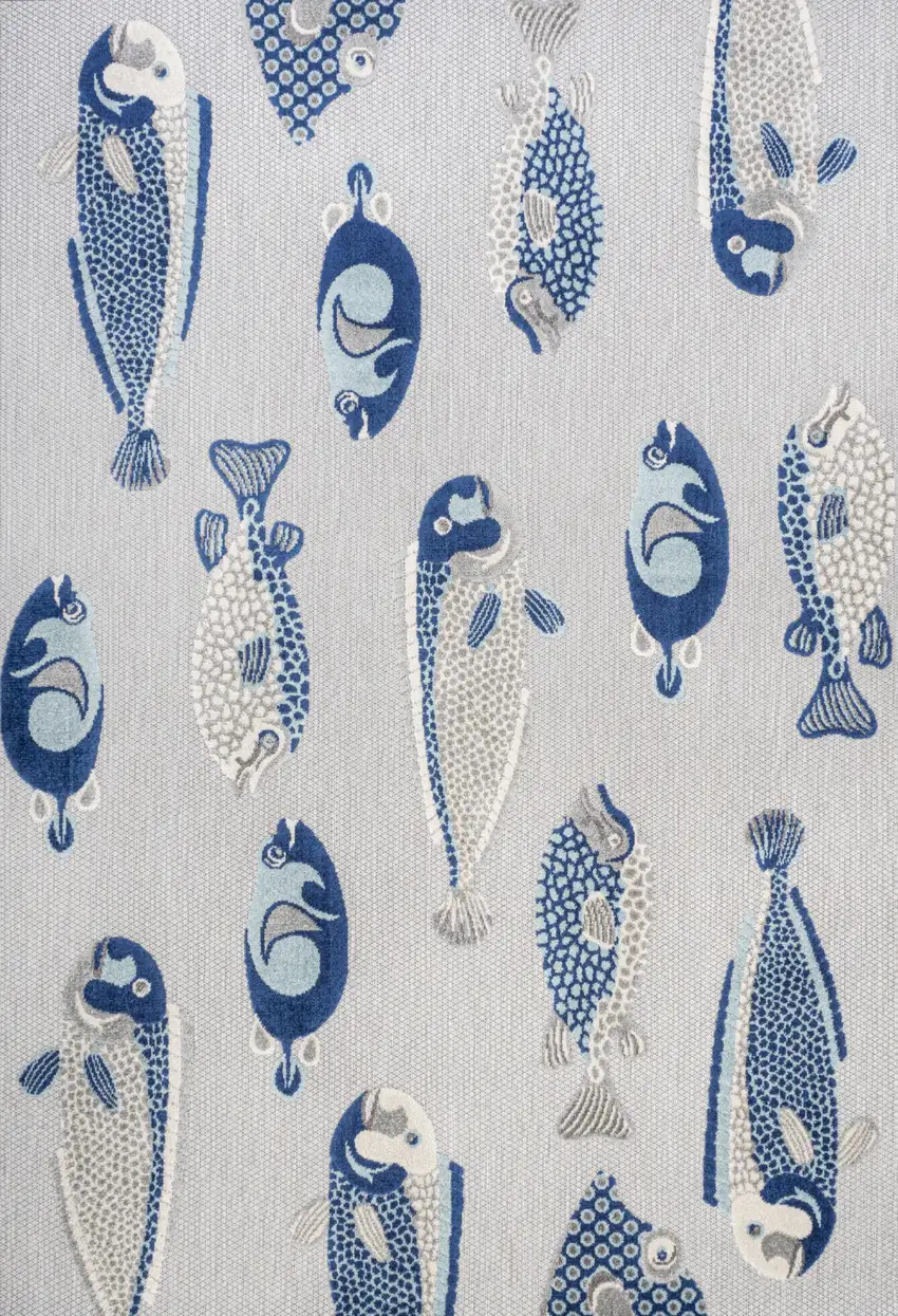 Gray And Navy Blue Animal Print Indoor Outdoor Area Rug Photo 2