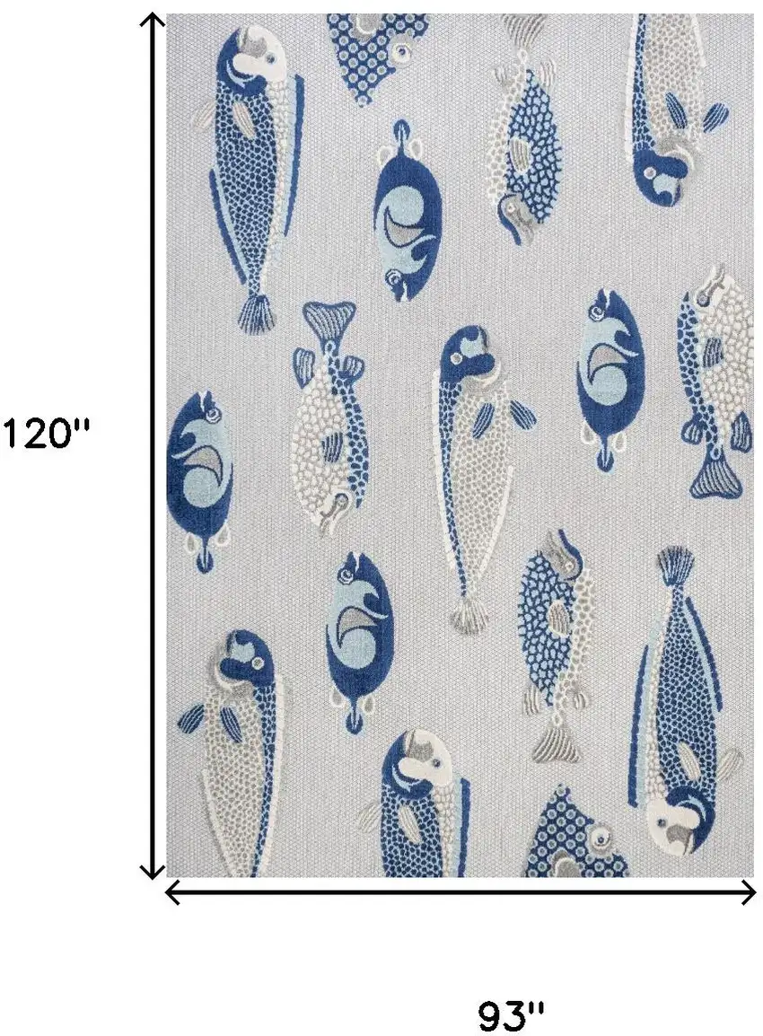 Gray And Navy Blue Animal Print Indoor Outdoor Area Rug Photo 3