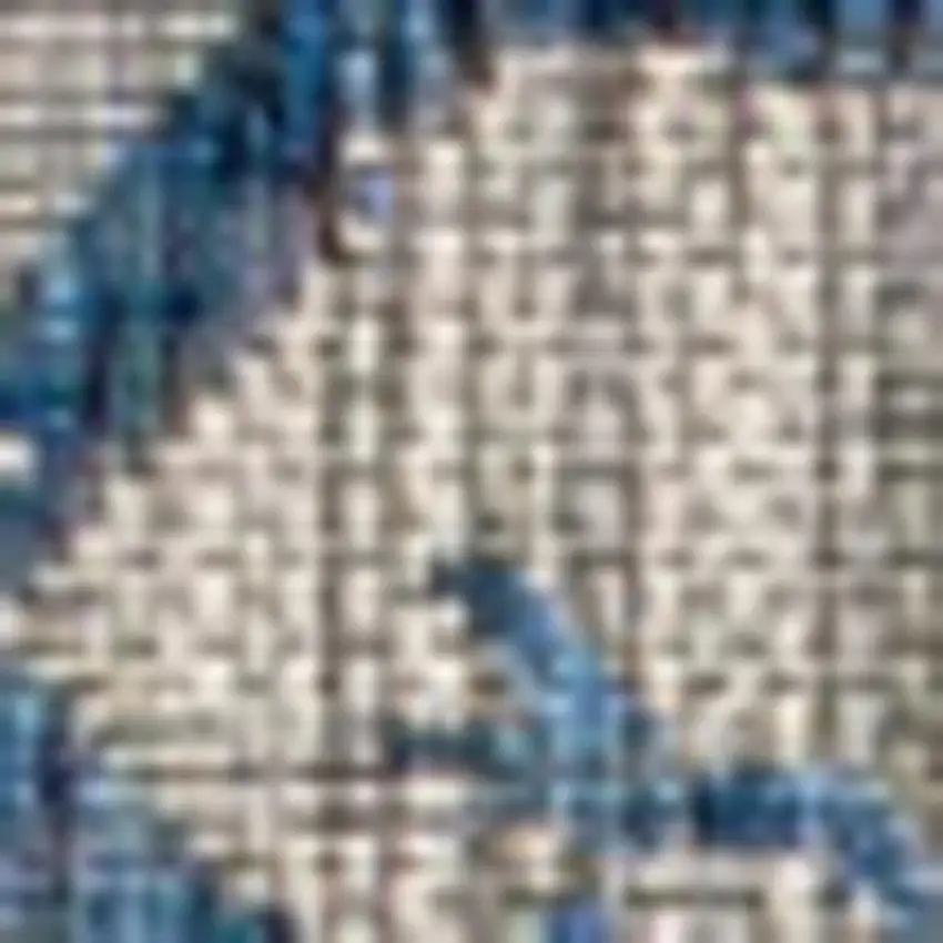 Gray And Navy Blue Medallion Indoor Outdoor Area Rug Photo 2