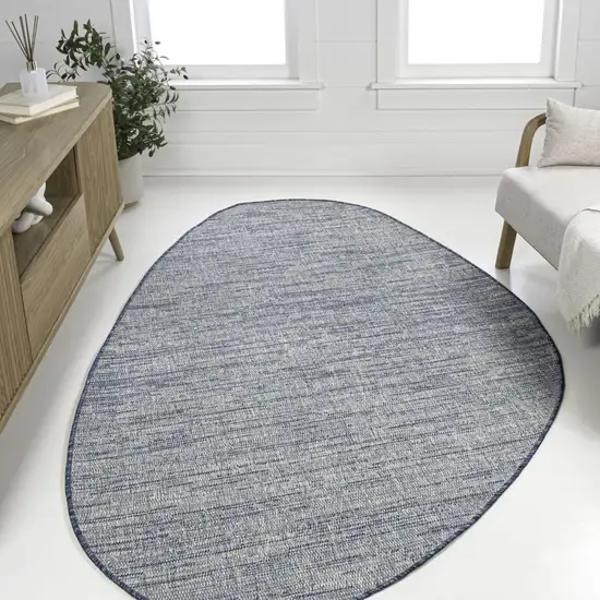 Gray And Navy Blue Medallion Indoor Outdoor Area Rug Photo 5