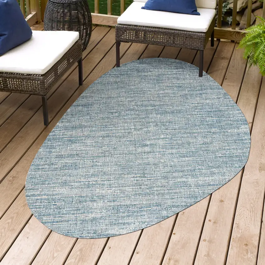 Gray And Navy Blue Medallion Indoor Outdoor Area Rug Photo 9