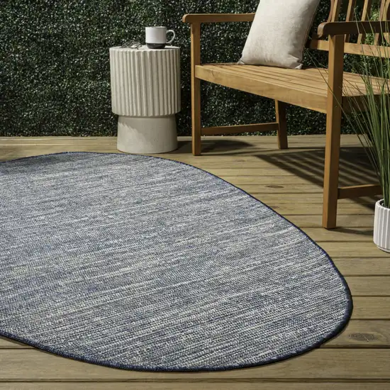 Gray And Navy Blue Medallion Indoor Outdoor Area Rug Photo 7