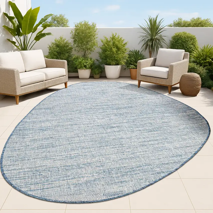 Gray And Navy Blue Medallion Indoor Outdoor Area Rug Photo 4