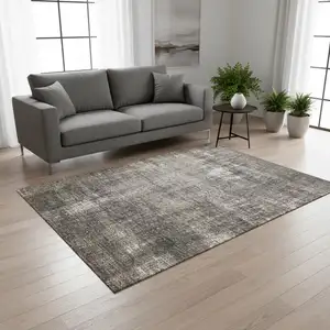 Photo of Gray And Off White Abstract Area Rug