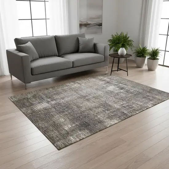 Gray And Off White Abstract Area Rug Photo 1