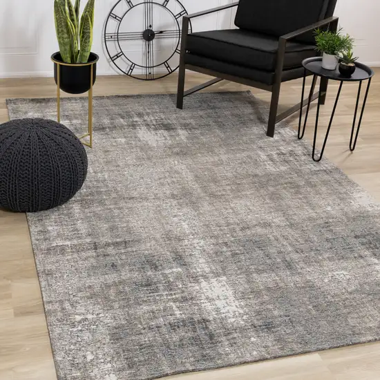 Gray And Off White Abstract Area Rug Photo 4