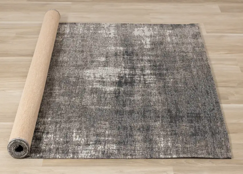Gray And Off White Abstract Area Rug Photo 9