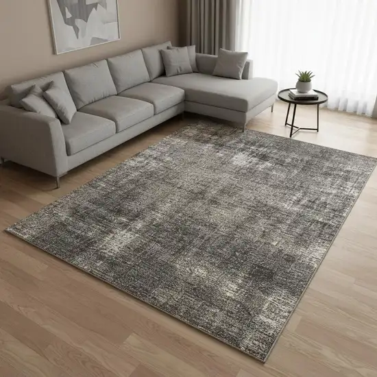 Gray And Off White Abstract Area Rug Photo 1