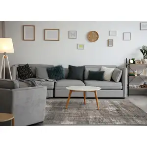 Photo of Gray And Off White Abstract Area Rug