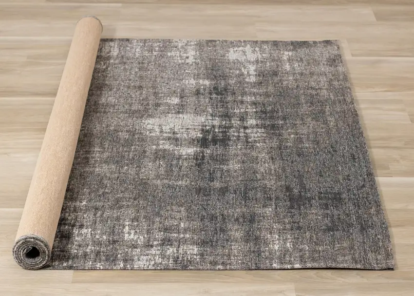 Gray And Off White Abstract Area Rug Photo 7