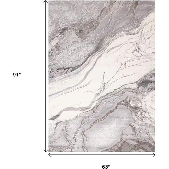 Gray And Off White Abstract Area Rug Photo 3