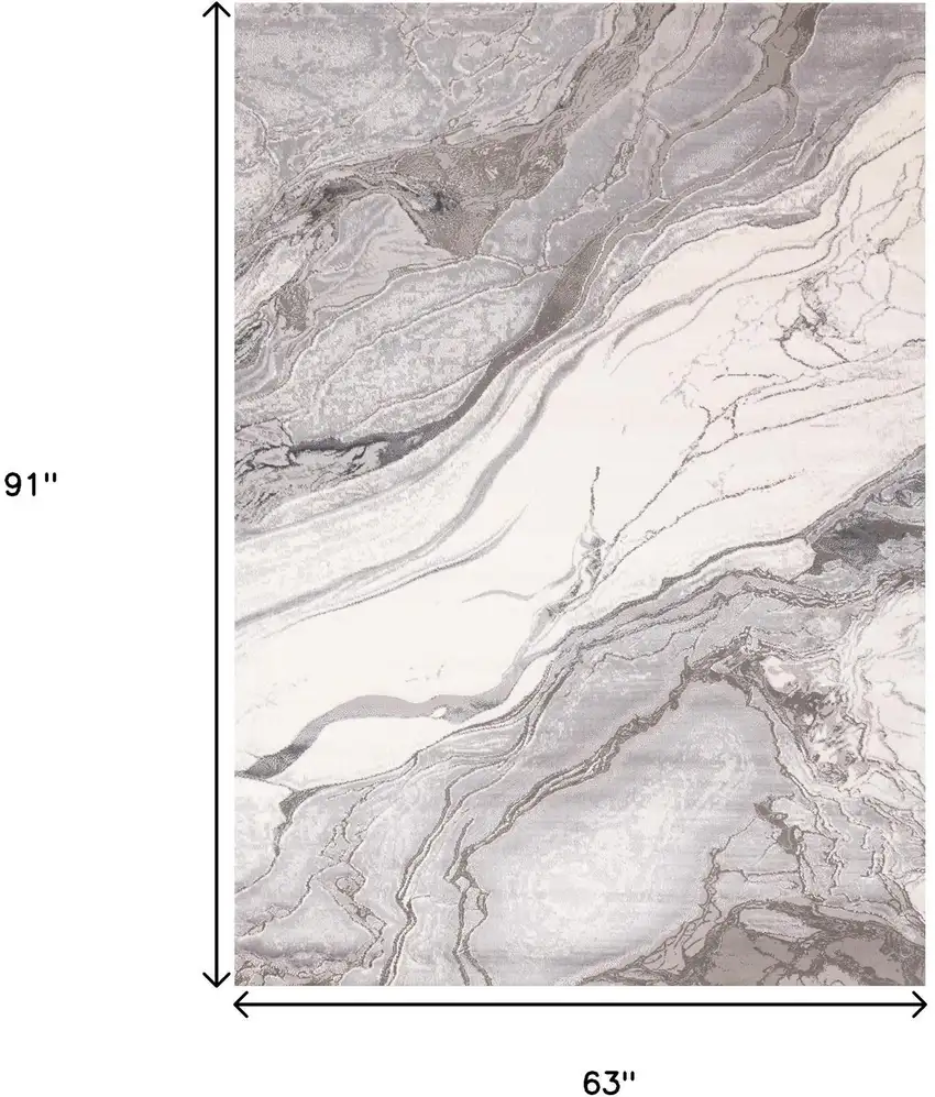 Gray And Off White Abstract Area Rug Photo 3