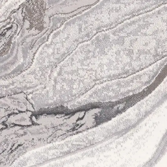 Gray And Off White Abstract Area Rug Photo 5
