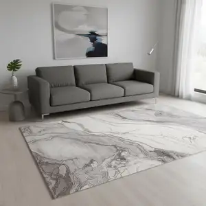 Photo of Gray And Off White Abstract Area Rug