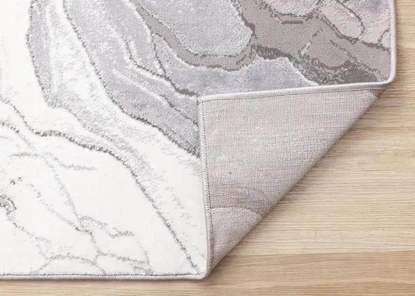 Gray And Off White Abstract Area Rug Photo 9