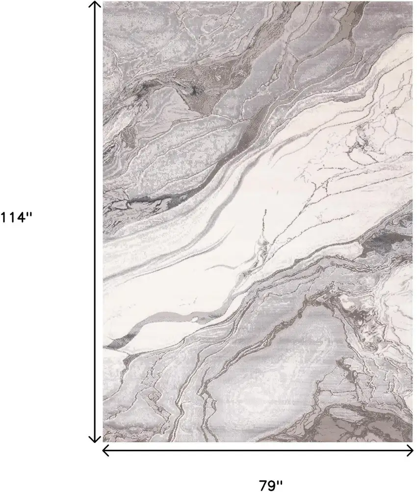 Gray And Off White Abstract Area Rug Photo 3