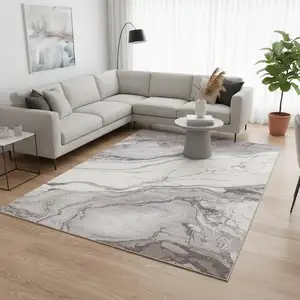 Photo of Gray And Off White Abstract Area Rug