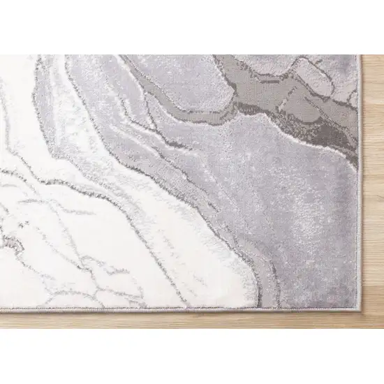 Gray And Off White Abstract Area Rug Photo 9