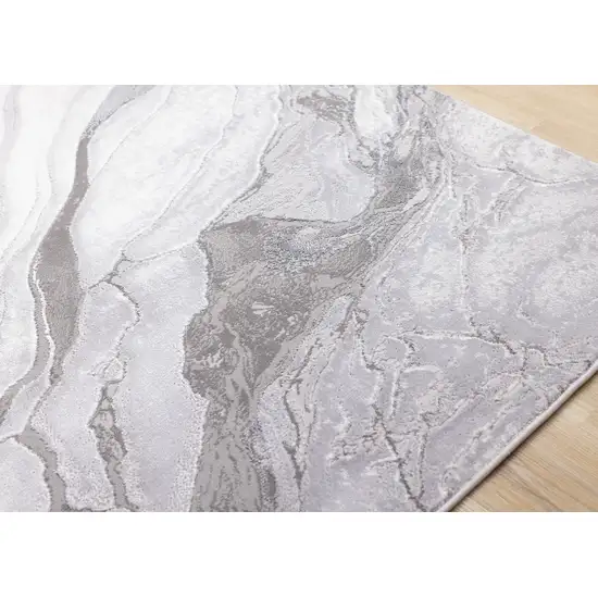 Gray And Off White Abstract Area Rug Photo 8