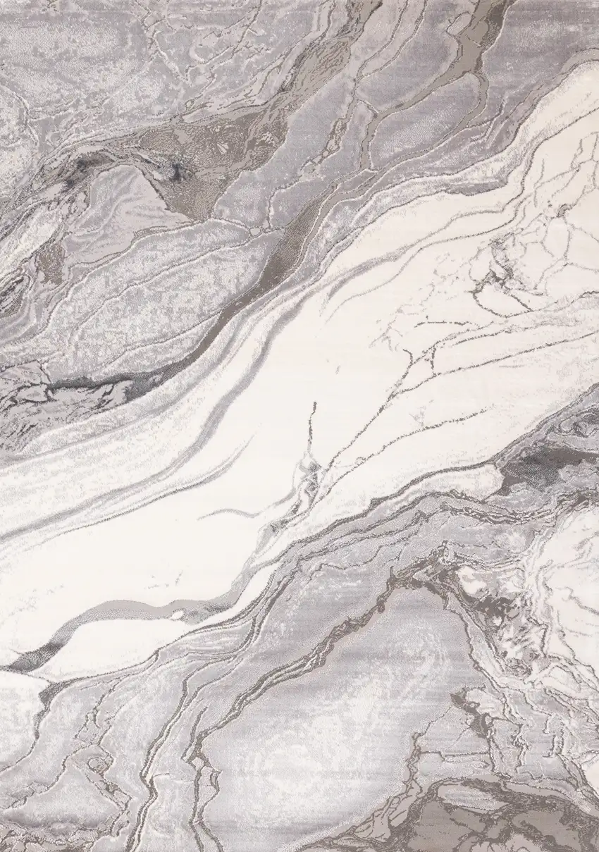 Gray And Off White Abstract Area Rug Photo 2